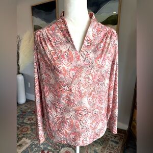Vintage Sears Polyester Abstract Leaf Top